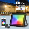 Factory-Price Graphene Aluminium SMD RGB LED Flood Light with Tuya App, IP66 Rating, 50W and Compatibility with Alexa & Google Home